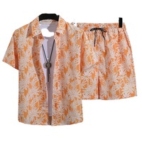 Hainan Island inspiré chemise décontractée pour hommes imprimé hawaïen pantalon mi-long simple boutonnage grande taille Sanya costume de voyage
