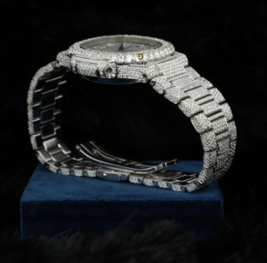 Designer Fantaisie Hip Hop Classique Montre-Bracelet Brillant Coupe Moissanite Diamants VVS Clarté Boîtier En Acier Inoxydable Bande De Bois Jour - Product Image 5