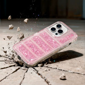 Étui support pour appareil photo avec paillettes liquides, 3 pièces détachables, protection d'écran en verre trempé 9D, protection 360°, couleurs scintillantes - Product Image 1