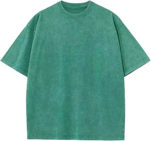 Camiseta Vintage de Algodón 100% con Lavado Ácido y Logotipo Personalizado de Alta Calidad al por Mayor 2026, Color Verde para Hombre - Product Image 1