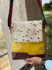 Nouveau véritable cuir recyclé fait à la main couleur trapue sac à main occidental cheveux sur sac à main en peau de vache femmes élégant Multi couleur sacs à bandoulière - Product Image 3