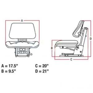 เบาะรถแทรกเตอร์พร้อมระบบกันสะเทือนและพนักพิงรูปทรงสี่เหลี่ยมคางหมู - Product Image 5