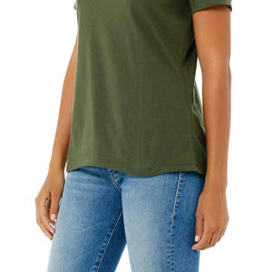 Airlume – T-Shirt à manches courtes et col en v pour femme, en coton peigné et avec anneau, simple, vert militaire, 100% oz, 4.2 - Product Image 5
