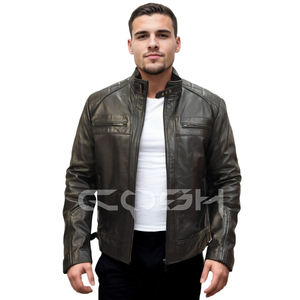 Chaqueta de Motociclista de Cuero Genuino Negro Personalizada al por Mayor, Chaqueta de Motociclista con Cuello Alto, Proveedor - Product Image 3