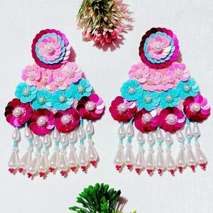 Artisan Multicolor <b>Embroidery</b> Earrings Vivid Shapes Embroidered Earrings ColorPlay Unique <b>Embroidery</b> Earrings Boho Multi-Color - Product Image 3