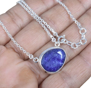 Collier en pierre précieuse saphir pour femmes, argent sterling 925, style bohème, plaqué rhodium, tendance, fait main, bijoux d'anniversaire - Product Image 1