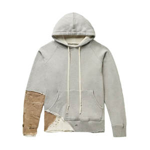 Custom <b>Mens</b> Waffle Paneled Details Raglan Sleeves Sage <b>Green</b> 100% Cotton 380gsm Cotton Fleece Hoodie - Product Image 6