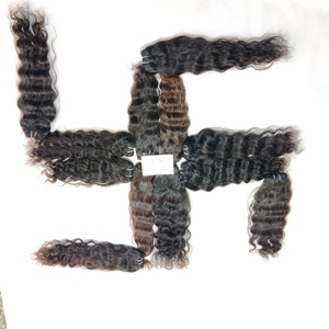 Extensiones de cabello humano de templo indio de doble trama virgen, mechones ondulados sedosos de Color Natural crudo, rizo vietnamita de onda profunda suelta - Product Image 5