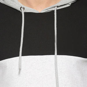 Sudadera con Capucha Personalizada para Hombre, Bloques de Color Tricolor, Felpa, Negro, Blanco, Gris, Corte y Costura, Venta al por Mayor de Fábrica, MOQ Bajo, OEM - Product Image 4