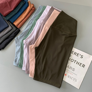 Shorts de Punto de Cintura Alta para Mujer, Color Sólido, Transpirables, Cintura Elástica, Casuales, para Hacer Ejercicio, en Varios Colores - Product Image 1