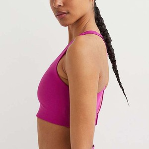 Soutien-gorge de sport sans couture à une épaule pour femmes vente en gros de soutiens-gorge de yoga fitness de haute qualité avec logo personnalisé couleur rose pour femmes - Product Image 4