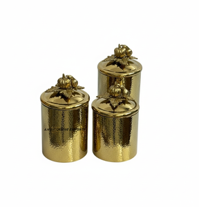 Boîte en acier inoxydable martelée de forme cylindrique élégante et artisanale avec un design écologique pour le stockage des aliments dans la cuisine - Product Image 5