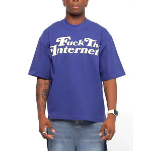 Camiseta de manga corta con cuello redondo de Material de algodón de alta calidad de secado rápido de talla grande, transpirable, logotipo personalizado, patrón de letras para hombre - Product Image 2