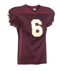 Maillot d'entraînement de football américain personnalisé, rouge, en maille, col en V, manches courtes, respirant, antibactérien, léger - Product Image 6