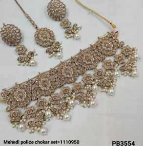 Chapado en oro antiguo hermoso impresionante circonita cúbica cristal colgante gota gargantilla collar de boda joyería con pendientes para mujer - Product Image 3