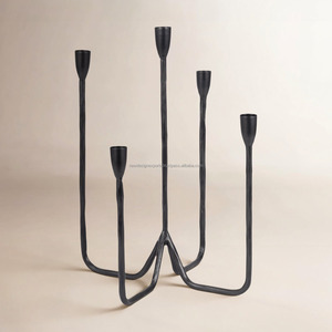 Premium 5-<b>Light</b> Matte Black Candelabra • Organic <b>Branching</b> Taper Candle Holder - Product Image 1