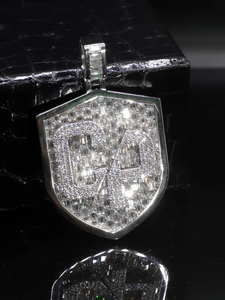 Pendentif en argent sterling 925 avec diamants Moissanite VVS étincelants, taille baguette et ronde, pour homme et femme, idéal pour les soirées - Product Image 5