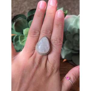 Reda Galvan <b>Moonstone</b> & Sterling Silver <b>Ring</b> Size 6 Trendy Bezel-Set Adjustable Jewelry for Kids - Product Image 2