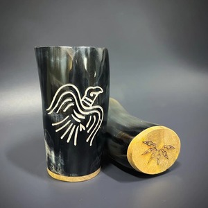 ARTISAN CRAFT, Tazas Decorativas de Cuerno de Búfalo Talladas y Pulimentadas, Artesanía Natural de Fabricante Indio, Estilo Náutico Animal - Product Image 5