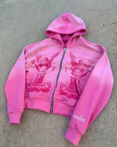 Sudaderas con Capucha de Alta Calidad para Mujer, Estilo Acid Wash, Tejido No Tejido de Nailon/Algodón, Antiencogimiento, Secado Rápido, Cierre Frontal - Product Image 2