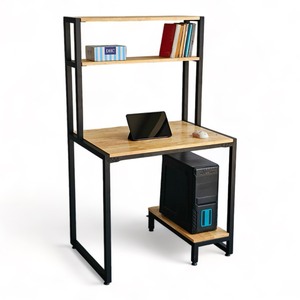 Simple Design 85x60x140cm <b>Small</b> Computer <b>Desk</b> with Integrated Rubber Wood Bookshelf Laptop Table-FD68065 - Product Image 1
