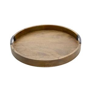 Plateau de rangement et de service rond avec rebord surélevé, poignées sécurisées, design élégant, idéal pour recevoir, pour le comptoir de cuisine et la maison - Product Image 1