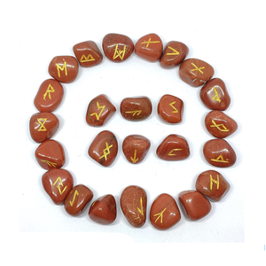 หินคริสตัลแจสเปอร์สีแดงธรรมชาติหินรูนแบบผสมผสานตามหลักฮวงจุ้ยหินแร่บำบัดกึ่งมีค่า - Product Image 1