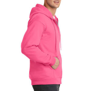 <b>Mens</b> Core Fleece Full Zip Hooded Sweatshirt <b>Hoodie</b> Neon <b>Pink</b> Adult Fleece Hooded Sweatshirt Style Unisex - Product Image 3