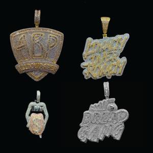 Collier pendentif personnalisé tendance en argent sterling de luxe avec moissanite glacée, bijoux hip-hop, ensemble de bijoux unisexe - Product Image 1