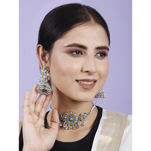 Zircon & Diamond Flower Round <b>Choker</b> for Party Occasions-Trendy & Vintage Design - Product Image 4