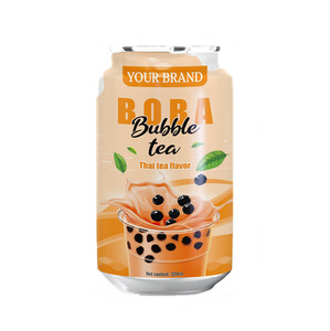 เครื่องดื่มชา Boba นมฟองบรรจุกระป๋องขนาด330มล. ออกแบบมาให้ฟรีพร้อมไข่มุกและท็อปปิ้งสีดำฉลากส่วนตัว - Product Image 2