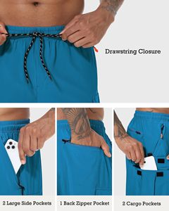 Pantalones Cortos Deportivos de Compresión para Hombre, Transpirables, de Secado Rápido, Ecológicos, de Tela Oxford, Cintura Media, con Bolsillos, Lavados - Product Image 2