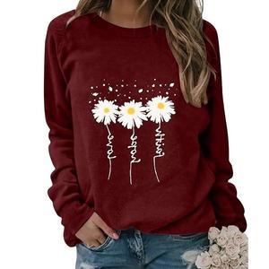 เสื้อสเวตเชิ้ตแขนยาวคอกลมแขนยาวสำหรับผู้หญิงพิมพ์ลายแนวลาดเอียงสวมใส่สบาย - Product Image 6