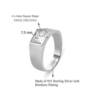 NOVAMART Fine Premium 925 Pure Sterling <b>Silver</b> Cluster <b>Rings</b> for <b>Men</b> Rhodium Plated with Princess Cut Diamond Everyday Wear Whol - Product Image 2