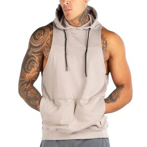 Ropa deportiva sin mangas para hombre Sudadera con capucha de gimnasio Colores sólidos Muscle Singlets Impresión digital Winter Fitness Stringer Hoodies - Product Image 1