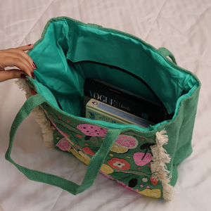 Bolso de mano con cuentas Evil Eye hecho a mano por mayorista indio Bolsos de mano con cuentas tejidas a mano Bolso de yute sostenible de glowin fashion - Product Image 6