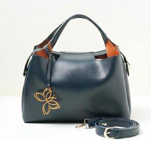 Bolso de Mano de Cuero Genuino Azul Marino para Mujer, Bolso de Hombro Estructurado, Bolso Cruzado, Bolso Tipo Satchel Vintage, Elegante Bolso de Trabajo - Product Image 2