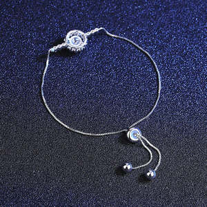 NOVAMART Fine 1 Ct Round Moissanite <b>Bracelet</b> 925 Sterling <b>Silver</b> with Adjustable Flower Pattern Elegant Women's <b>Bangles</b> Wholesal - Product Image 4