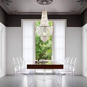 โคมไฟระย้าคริสตัลติดเพดานสไตล์เอ็มไพร์คลาสสิกหรูหรา K9โคมไฟโครเมียมหรูหรา15ดวงสำหรับห้องนั่งเล่น - Product Image 3