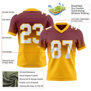 Maillot de football à manches courtes col en V en polyester maillot de football américain en maille avec numéro et nom d'équipe personnalisés - Product Image 4