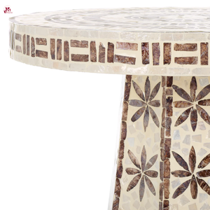 Table basse en nacre marron, meuble décoratif fait main avec incrustations de coquillages pour les espaces de vie - Product Image 2