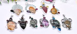 สร้อยคอแฟชั่นทำด้วยมือสไตล์วินเทจของผู้หญิงอัญมณีธรรมชาติหลากหลายแบบธีมคริสเตียนทองเหลืองชุบเงินสำหรับปาร์ตี้ยอดนิยม - Product Image 2