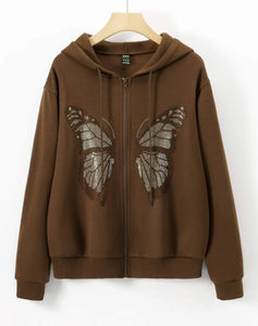 Sweat à capuche zippé en strass de haute qualité fabricant personnalisé coton épais éponge français épais Streetwear sweats à capuche unisexe - Product Image 6