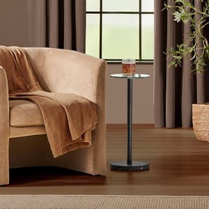 Hot Selling Modern Design Glass Top Side <b>Table</b> Round Accent Metal Furniture for Living Room with <b>Matt</b> Drink <b>Table</b> - Product Image 5