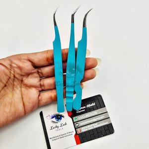 NC Customized High-Silver Stainless Steel Lashes Set Smooth Grip Eyelash Eyebrow Extension Tweezers Volume Color Box Nouveau - Product Image 6