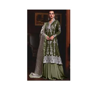 Tendance Designer Hiver Collection Velours Salwar Kameez Palazzo Costume pour Mariage et Festival Porter d'Inde - Product Image 1