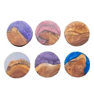 Suministro directo de fábrica, recién llegado, posavasos de resina epoxi de madera de acacia personalizados, diseño único para uso doméstico disponible a la venta - Product Image 5