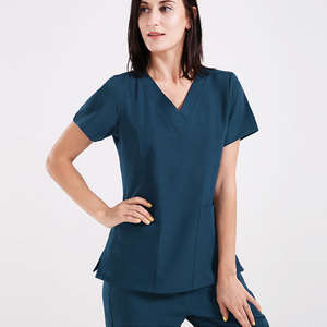 Conjunto médico de ajuste moderno para mujer, V elástico con cuello en uniforme de enfermera, ropa de trabajo para Hospital - Product Image 1