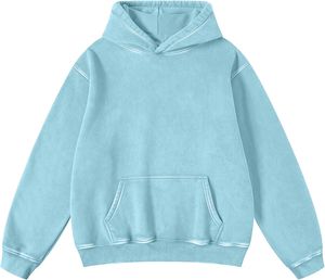 Sudadera con capucha lavada con ácido de gran tamaño para hombre, Jersey de algodón, ropa de calle, Sudadera con capucha con lavado desteñido para uso diario de moda - Product Image 2