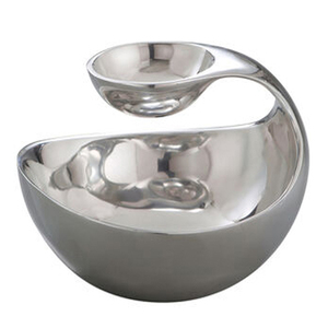 Restaurants <b>Silver</b> Plated Finished Aluminum Metal Chip and <b>Dip</b> Bowl New Look for Home Hotel Dinnerware Home - Product Image 4
